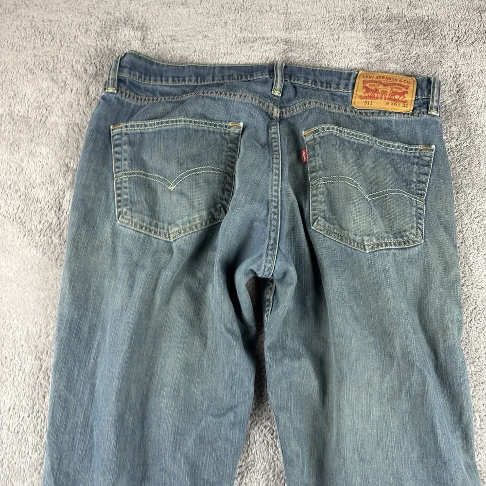 Levis 511 Slim Fit Skinny Jeans‎ Mens 36x32 Blue Medium Wash Mid Rise